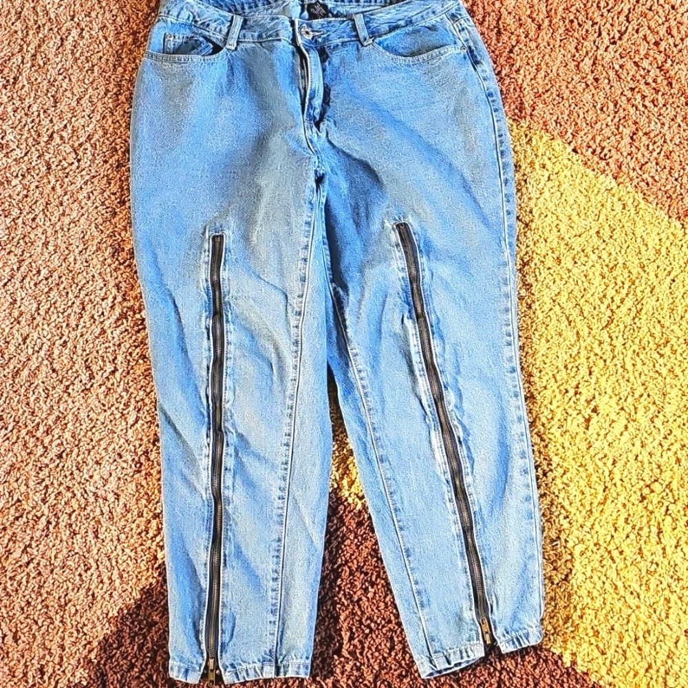 80s Vintage Ashley Stewart Womens Faded Denim Zippered Jeans Size 14